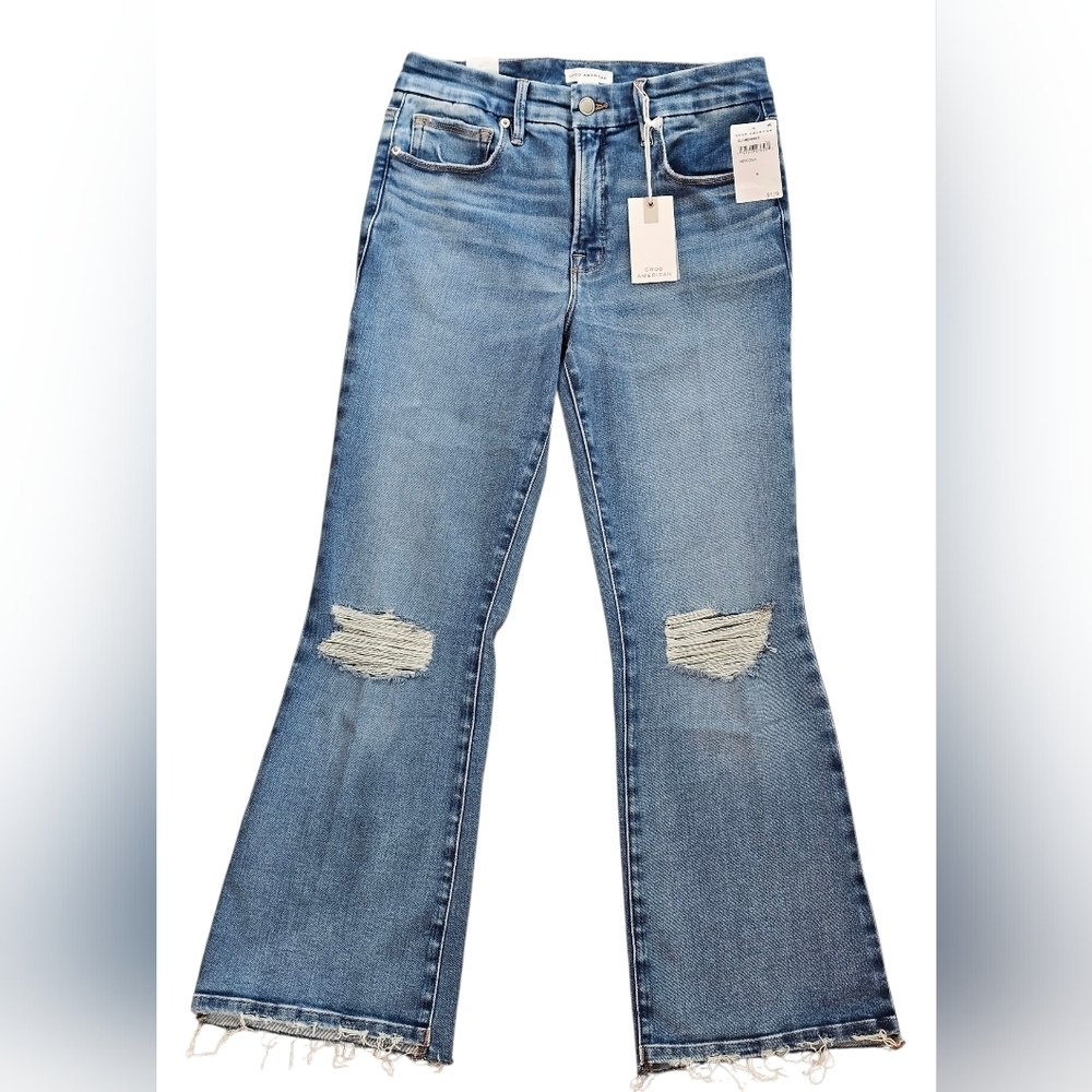 Good American Women's Good Legs Crop Mini Boot Jeans, Size 8/29, New With Tags
